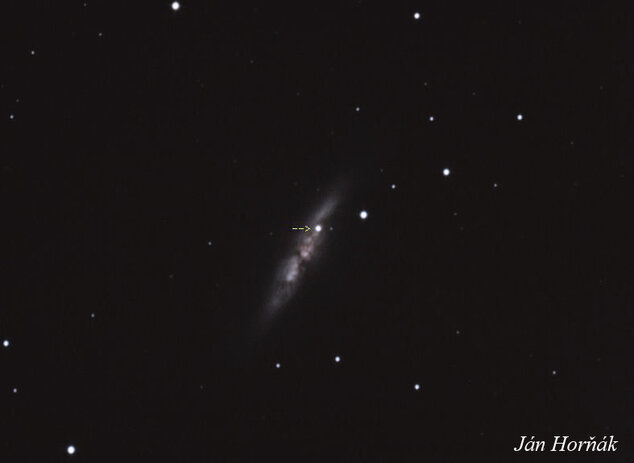 Supernova M82 - 4.2.2014 20.00 SeČ exp. 120s/800ISO Dal.  ODK 16 400/2720