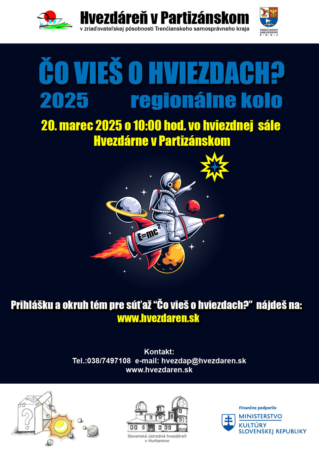 Plagát Čo vieš o hviezdach 2025 informácie o regionálnom kole podľa prepisu v texte