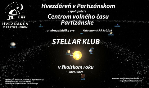 Otvorenie registrácie pre astronomický krúžok Stellar Klub