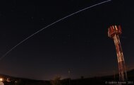 Prelet ISS 20.8.2011 20.35UT: Canon 500D, FishEye 15mm, Kont. snímanie 3 hod, Exp 15s